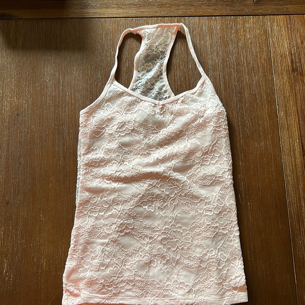 Abercrombie Kids Pink Lace Racerback Tank Top
